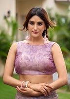 Lavender Crushed Organza Saree Standing Pose - Festive Wear Saree