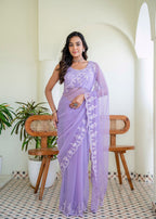 Purple Chiffon Saree Draped Look - Festive Wear Saree