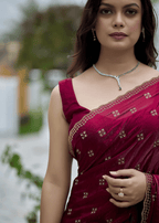 Maroon Italian Silk Saree Side View - Wedding Wear Saree