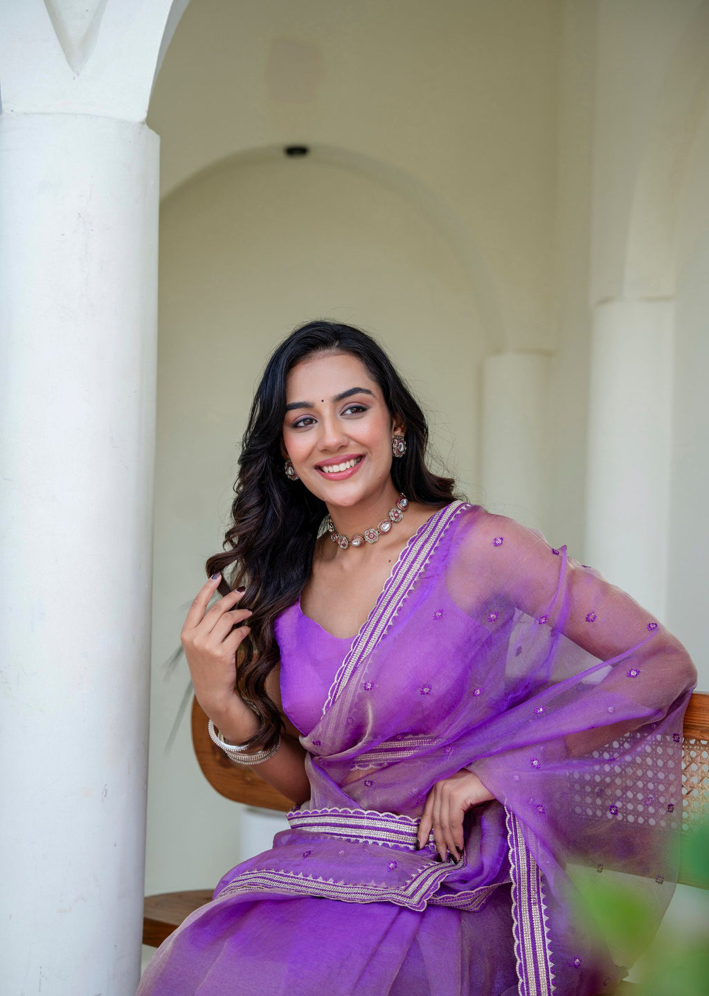 Purple Tissue Silk Saree Outdoor Look - Party Wear Saree