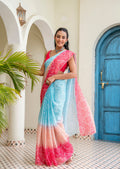 Firozi Red Kota Silk Saree With Bandhani Print - Front Look | Buy Online Ethnic9