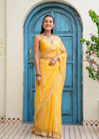 Yellow Tissue Silk Saree Draped Look - Festive Wear Saree