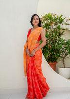 Orange Kota Silk Saree Side View - Festive Wear Saree
