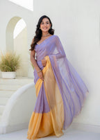 Lavender Organza Saree Outdoor Look - Party Wear Saree