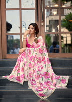 Purple Italian Silk Saree Outdoor Look - Party Wear Saree