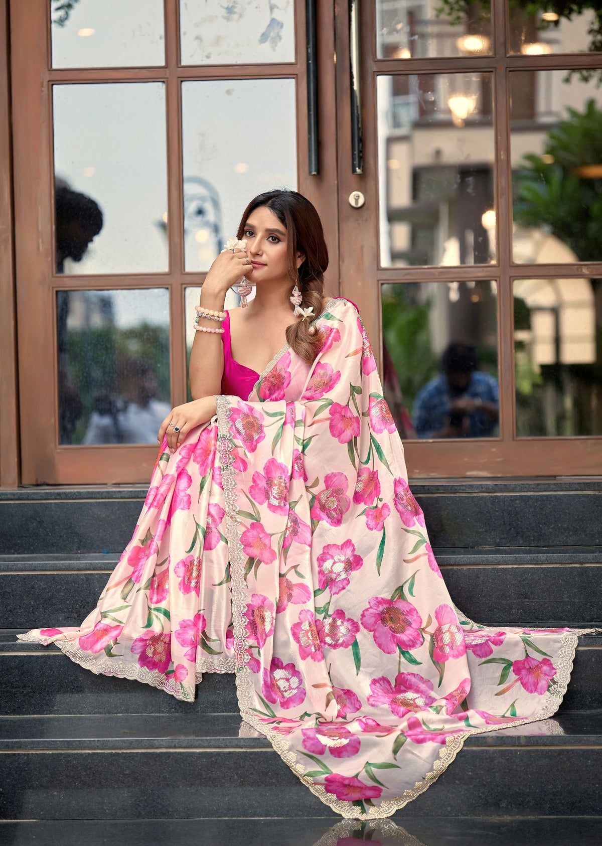 Purple Italian Silk Saree Outdoor Look - Party Wear Saree