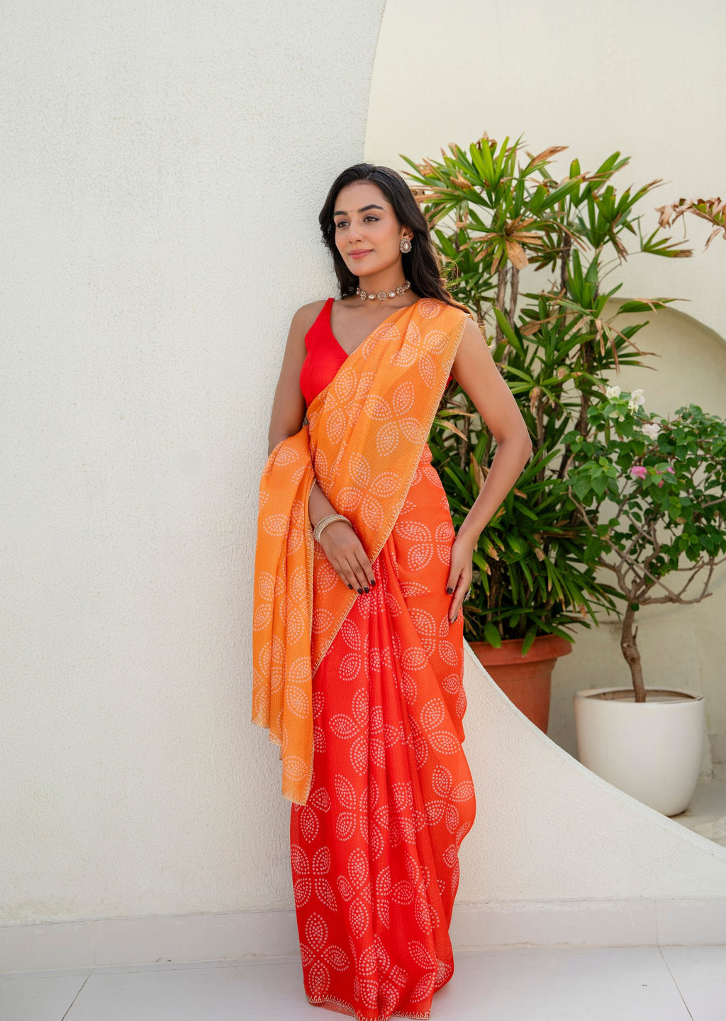 Orange Kota Silk Saree Outdoor Look - Casual Wear Saree