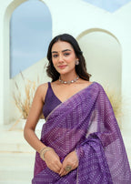 Purple Red Kota Silk Saree Outdoor Look - Party Wear Saree