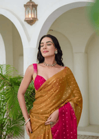 Pista Pink Organza Silk Saree Standing Look - Party Wear Saree