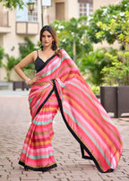 Red Italian Silk Saree Outdoor Look - Party Wear Saree