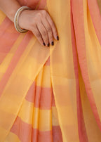 Orange Organza Saree Pallu Close Up - Leheriya Design Detail