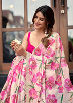 Purple Italian Silk Saree Standing Pose - Festive Wear Saree
