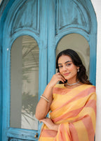 Orange Organza Saree Standing Pose - Festive Wear Saree