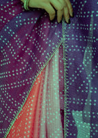 Purple Red Kota Silk Saree Pallu Close Up - Stone Work Border Detail