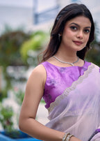 Lavender Italian Silk Saree Outdoor Look - Party Wear Saree