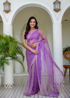 Purple Tissue Silk Saree Outdoor Styled Look - Party Wear Saree