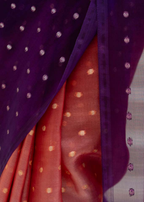 Orange Purple Organza Silk Saree Pallu Close Up - Sequin Work Detail