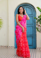Rani Pink Kota Silk Saree Outdoor Look - Party Wear Saree