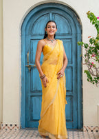 Yellow Tissue Silk Saree Standing Look - Festive Wear Saree