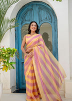Pink Organza Saree Outdoor Styled Look - Festive Wear Saree