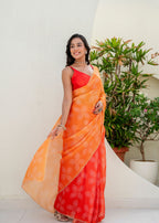 Orange Kota Silk Saree Standing Pose - Casual Wear Saree