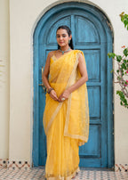 Yellow Tissue Silk Saree Outdoor Look - Party Wear Saree