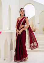 Purple Italian Silk Saree Outdoor Styled Pose - Festive Wear Saree