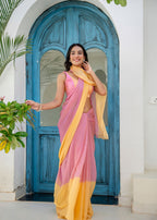 Pink Organza Saree Outdoor Styled Pose - Party Wear Saree