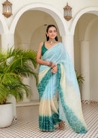 Teal Green Kota Silk Saree Outdoor Look - Party Wear Saree
