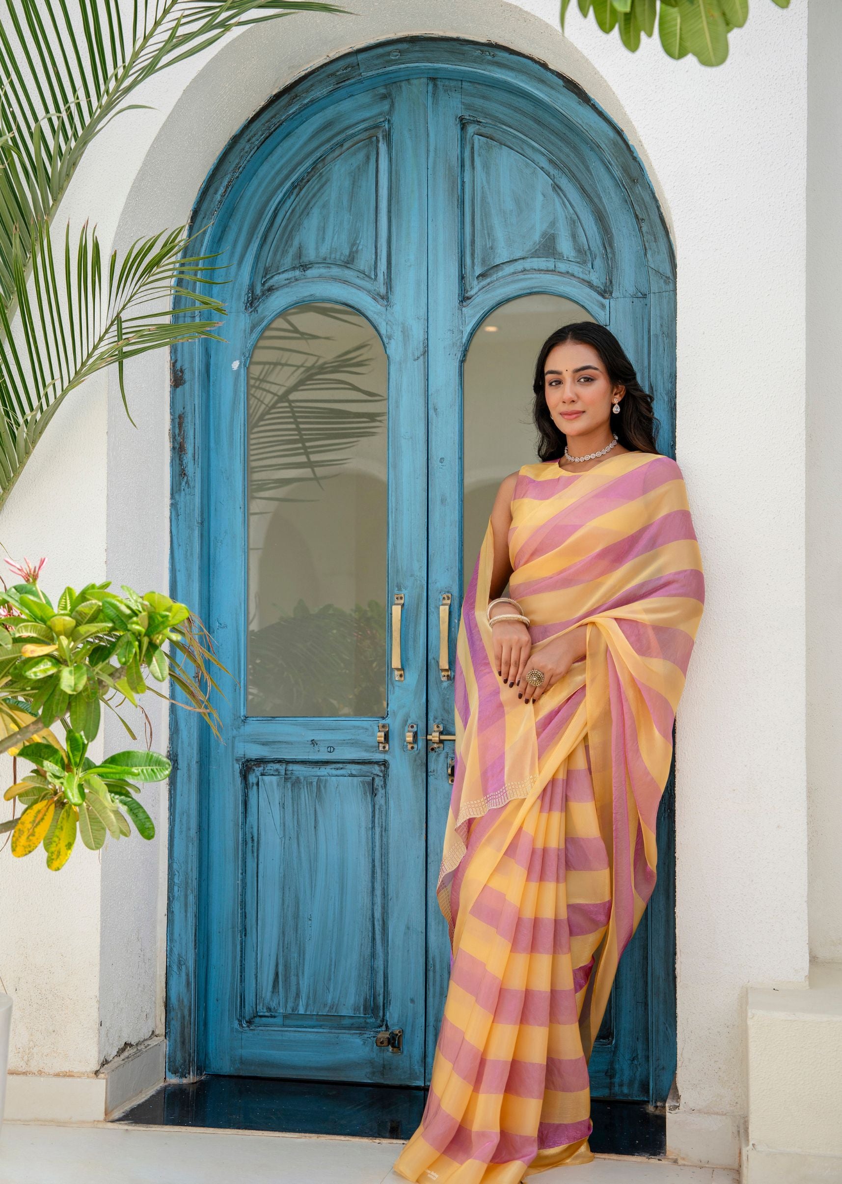 Pink Organza Saree Outdoor Look - Party Wear Saree