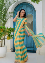 Sky Blue Organza Saree Outdoor Standing Look - Festive Wear Saree