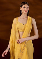 Yellow Chiffon Saree Side View - Festive Wear Saree