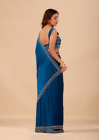 Royal Blue Organza Saree with Stone Work Border & Designer Embellished Blouse