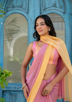 Pink Organza Saree Draped Look - Festive Wear Saree