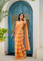 Orange Organza Saree Close Up Pose - Party Wear Saree