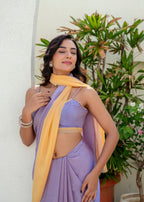 Lavender Organza Saree Draped Look - Festive Wear Saree