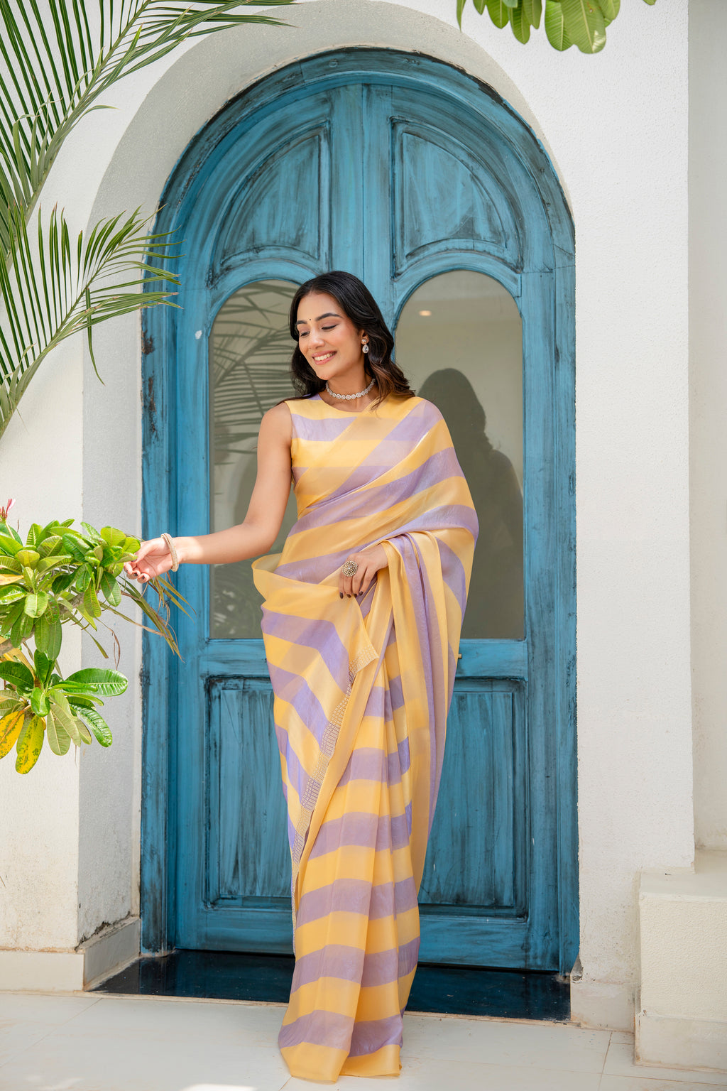 Purple Organza Saree Outdoor Look - Party Wear Saree