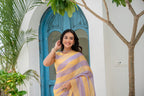 Purple Organza Saree Outdoor Styled Pose - Party Wear Saree