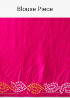 Pink Bandhani Saree With Gota Work