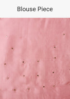 Beige And Pink Ombre Jacquard Embroidered Saree With Mirror Work