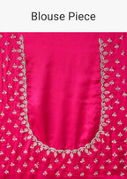 Hot Pink Chinon Saree With Cutdana And Stone Embroidery