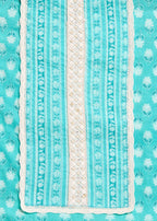 Aqua Blue Cotton Unstitched Suit With Dupatta