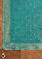 Aqua Blue Organza Brocade Unstitched Suit Set