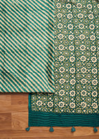 Azure Blue Chanderi Printed Unstitched Suit Set