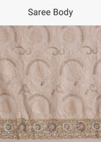 Baby Pink Organza Saree With Chikankari Threadwork And Beaded Embroidery