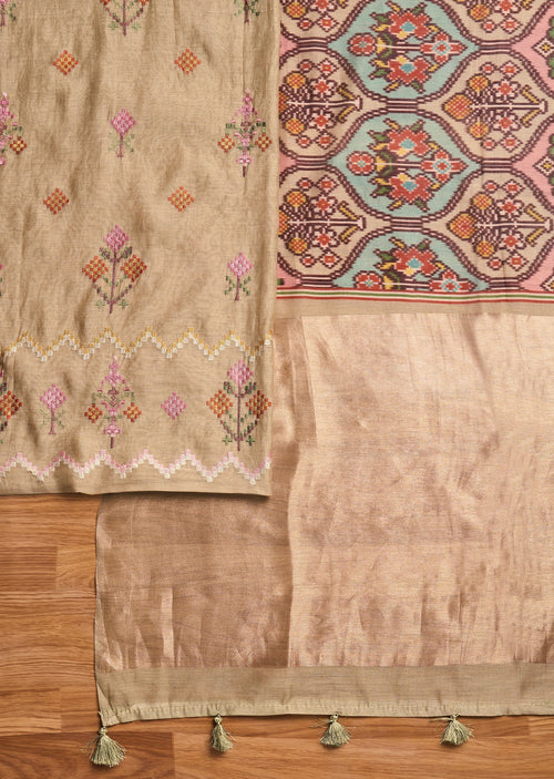 Beige Chanderi Suit