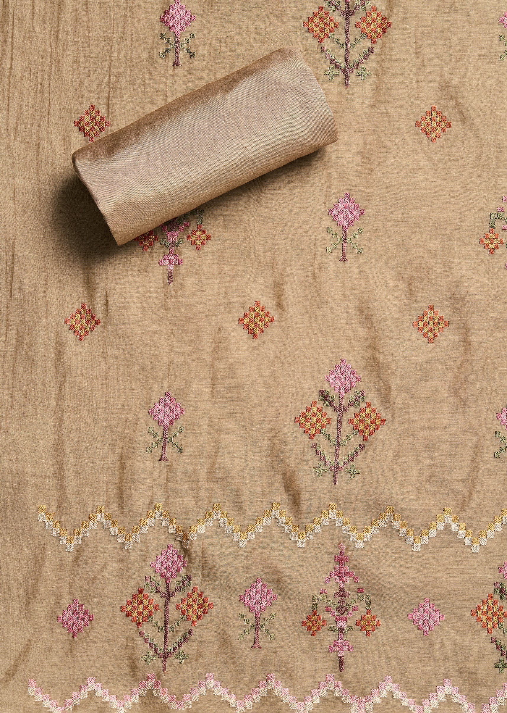 Beige Chanderi Suit