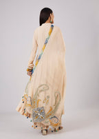 Beige Organza Anarkali With Gotta Lace