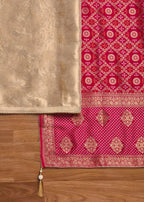 Beige Tissue Embroidered Unstitched Suit Set