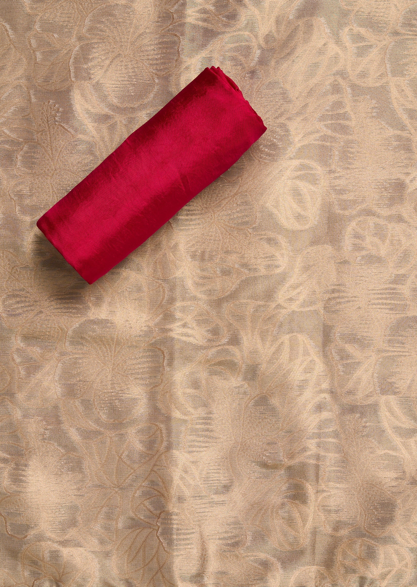 Beige Tissue Embroidered Unstitched Suit Set